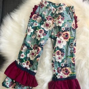 RuffleButts sz 4T floral ruffle pants